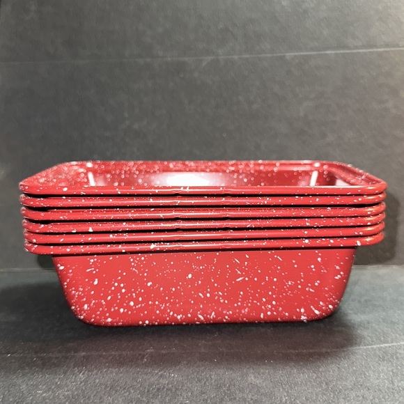 Six mini red enamel loaf pans - Picture 4 of 4